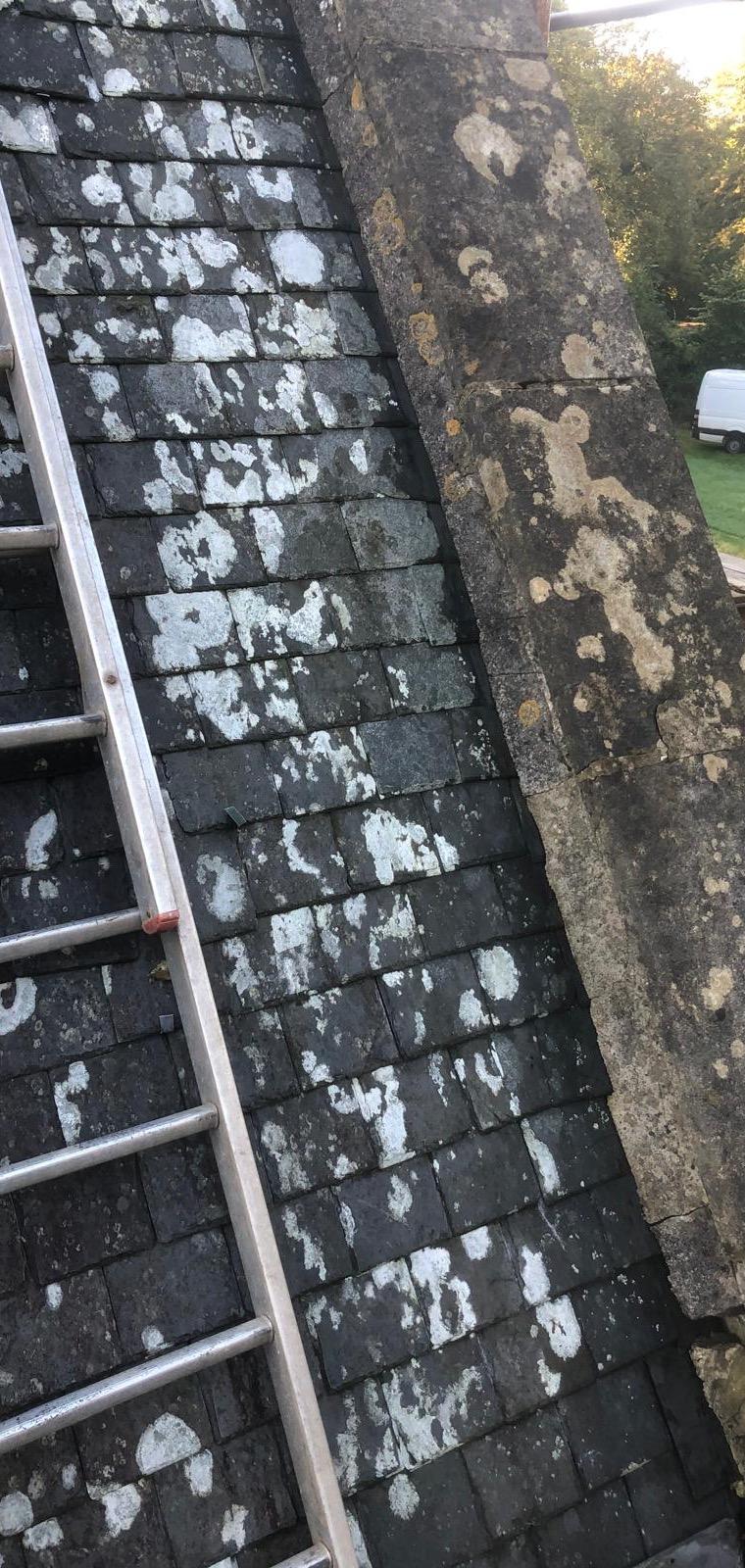 Close inspection of slates and the stone gable junction